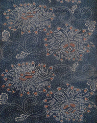 A Length of Indigo Dyed Cotton: Loosely Rendered Chrysanthemums