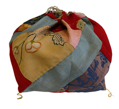 An Unused Pieced Silk Bag: Embroidered Details