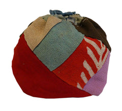 A Small Hand Pieced Silk Bag: Drawstring