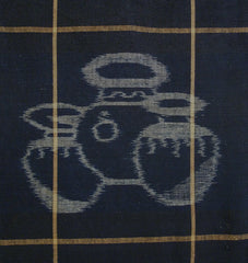 A Length of Indigo Dyed Cotton Egasuri: Unusual Pattern