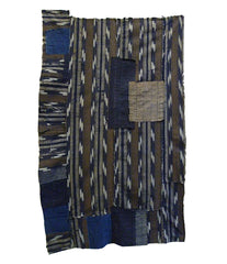 A Boldly Designed Kasuri Cotton Boro Cloth: Many Pieces Combined