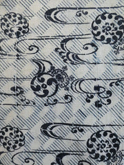 A Length of Indigo Dyed Cotton Stenciled Shibori: Over Dyed Designs