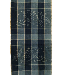 A Length of Hand Spun Cotton Plaid Cloth: Kasuri Dyed Carp