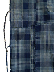 A Length of Boro Indigo Plaid Cotton: Tabbed Futon Cover
