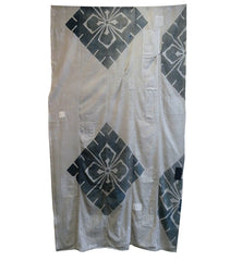 A Very Large Cotton Boro Cloth: Large Scale Stenciled Diamond Flowers