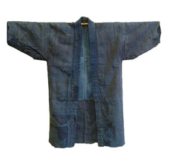 A Tattered Indigo Dyed Cotton Boro Jacket: Beautifully Shaped Mendings