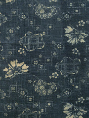 A Length of Indigo Dyed Katazome: Inventive Plum Blossoms and Hand Spun Cotton
