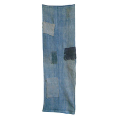 An Asagi Iro Boro Panel: Hand Spun Cotton Yarns