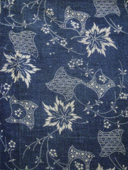 A Length of Indigo Dyed Cotton Katazome: Hand Spun Yarns