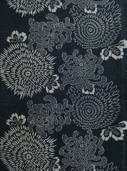 A Length of Katzome Dyed Cotton: Three Different Chrysanthemums