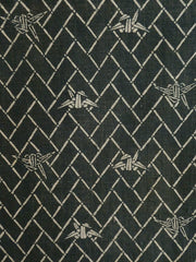 A Length of Green Toned Katazome Cotton: Origami Cranes