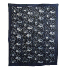 A Fully Finished Hand Stitched Katazome Bedcover: Indigo Dyed Cotton