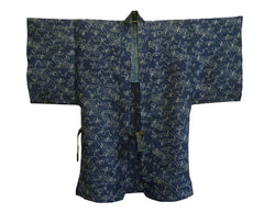 An Indigo Dyed Hemp or Ramie Kasuri Jacket: Overcoat