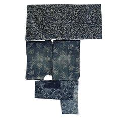 A Group of Five Katazome Pieces: Indigo Dyed Cotton