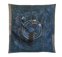 A Large Beautiful Boro Tsutsugaki Furoshiki: Indigo Dyed Cotton