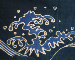 A Length of Tsutsugaki Dyed Cotton: Over Dyed Hand Drawn Indigo