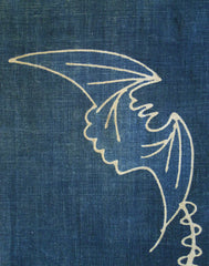 An Indigo Dyed Cotton Tsutsugaki Fragment: Bat