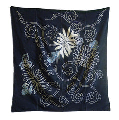 An Exuberantly Designed Tsutsugaki Furoshiki: Chrysanthemums