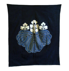 A Powerfully Graphic Large Tsutsugaki Furoshiki: Paulownia Crest