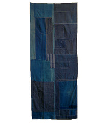 A Beautiful Two Panel Boro Cloth: Reversible with Stark White Stitching