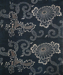 A Length of Katazome Dyed Cotton: Chrysanthemum and Paulownia