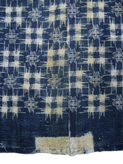 Two Narrow Pieces of Indigo Dyed Cotton Katazome: End Bolt Marking