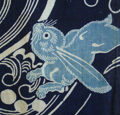 A Beautifully Rendered Tsutsugaki Panel: Rabbit and Waves