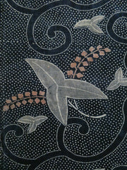 A Length of Katazome Dyed Hand Spun Cotton: Unusual Water Plantain Motif