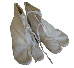A Pair of White Cotton Tabi: Rustic Foot Gear