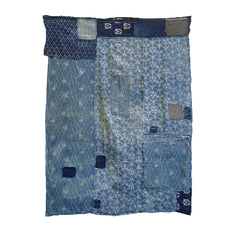 An Asagi or Pale Blue Katazome Boro Cloth: Beautiful Patterns