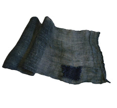 A Length of Patched Hemp Mosquito Netting: Mottled Blue Green Blue Dye