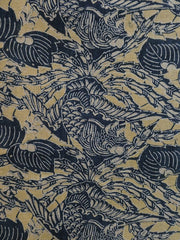 A Length of Luxuriously Colored and Designed Katzome: Yellow and Blue Phoenixes