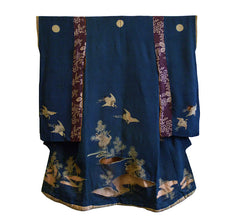 An Edo Period Child's Silk Kimono: Yuzen Dyed and Cut-Out Designs