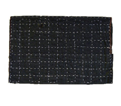 A Dark Sashiko Stitched Cotton Zokin: Grid