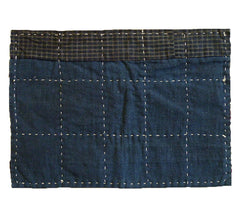 An Indigo and Checked Zokin: Grid Sashiko Stitching