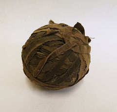 A Ball of Torn Brown Toned Cotton Strips: Sakiori Weaving