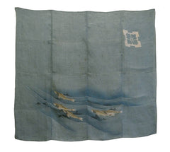 A Beautifully Painted Hand Plied Hemp or Ramie Furoshiki: Ayu