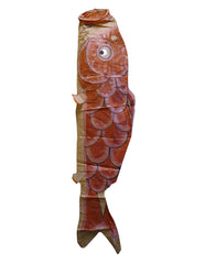 A Very Large, Old Paper Koi Nobori: Hand Painted