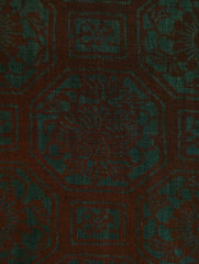 A Length of Green and Red Stenciled Cotton: Bengara and Overdyed Indigo