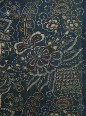 A Length of Indian Inspired Katazome Dyed Cotton: Imagined Flowers