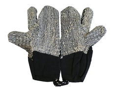 A Pair of Rustic, Heavily Sashiko Stitched Work Gloves: Unused