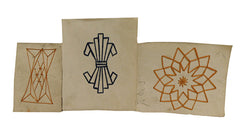 A Group of Three Semamori Cards: Stitched Amulets