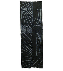 A Large Indigo Dyed Cotton Shibori Boro Fragment: Futon Cover