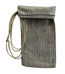 A Woven Striped Small Pouch: Arashi Shibori Lining