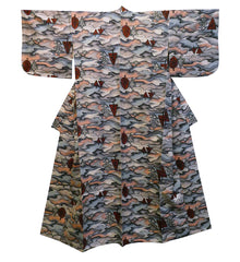 A Very Good Meisen Silk Kimono: Surreal Modern Landscape