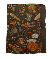 A Small Fragment of Couched and Embroidered Damask Silk: 18th Century