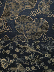 A Patched Length of 19th Century Katazome Dyed Silk: Sampler with Six Distinct Patterns