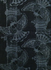 A Length of Katazome Dyed Cotton: Fat Sparrows and Bamboo