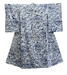 An Indigo Dyed Shibori Yukata: Variegated Spiderweb Pattern