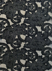 A Length of Dark Toned and Blurred Katazome: Peonies and Arabesque
